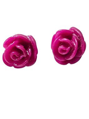 Elegant Pink Carved Rose Stud Earrings Floral Classic Minimalist Fashion Jewelry